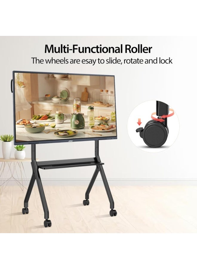 بيتيك حامل تلفزيون متحرك قوي التحمل للشاشات المسطحة من 55 إلى 100 بوصة، يتحمل وزنًا أقصى 120 كجم، ارتفاع قابل للتعديل من 1155 إلى 1525 مم، مزود برف AV وعجلات قابلة للقفل، متوافق مع VESA 900×600 مم، لون أسود – FD580 - Image 5